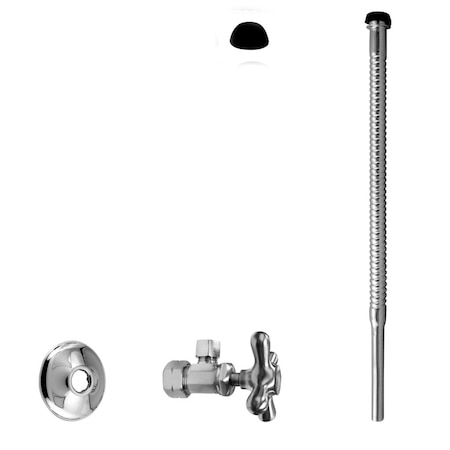 Westbrass Supply Kit, 5/8" OD x 3/8" OD x 12" Corrugated in Polished Chrome D105K12X-26